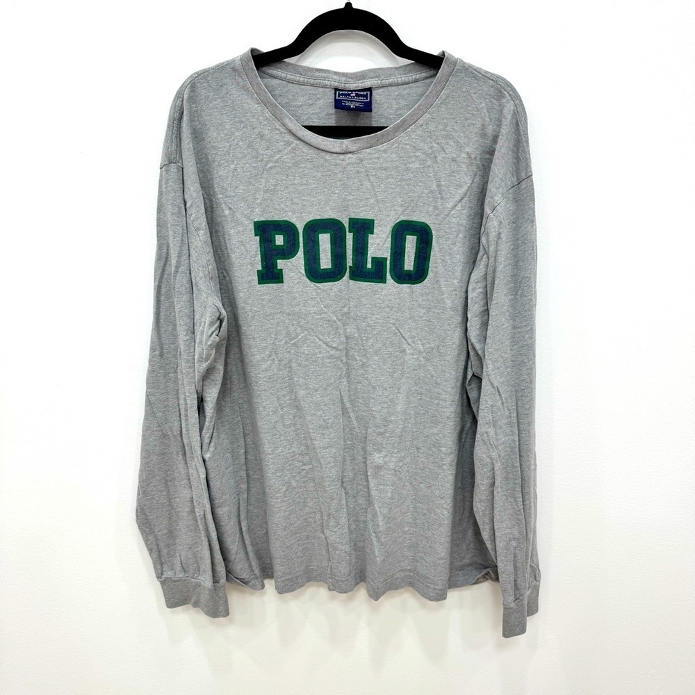 Polo Ralph Lauren Vintage Long Sleeve T Shirt distressed trailed Sz XL